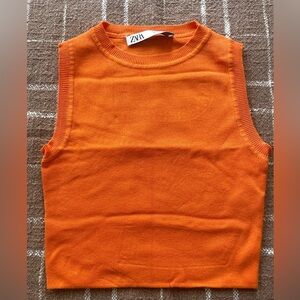 EUC, Zara Like New, Women’s Bright Orange Knit Tank Size S Small